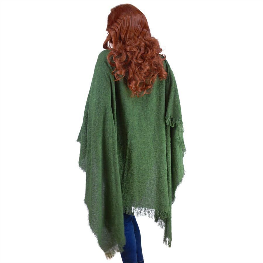 2258 Irish Warm & Soft Lambswool Pashmina Shawl Wrap For Women, Solid Kelly